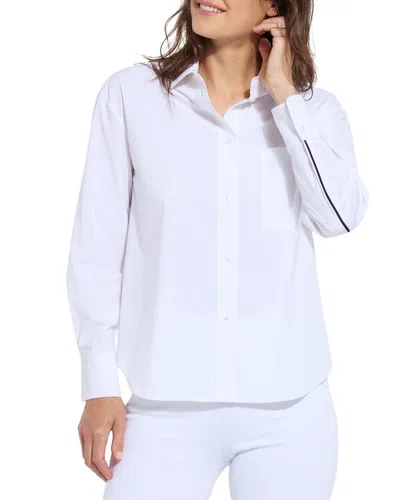 Lyssé Sofia Striped Cropped Shirt In White