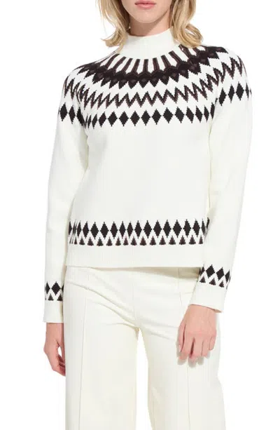 Lyssé Lysse Solstice Fair Isle Funnel Neck Sweater In White
