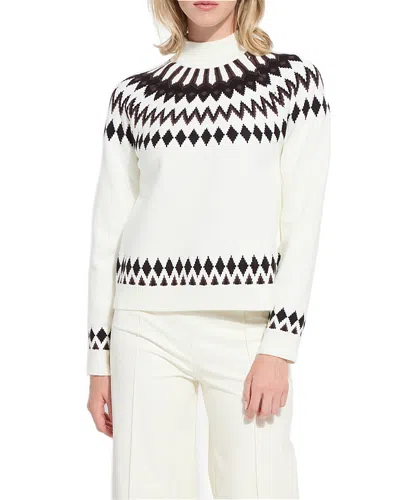 Lyssé Solstice Fair Isle Turtleneck Sweater In White