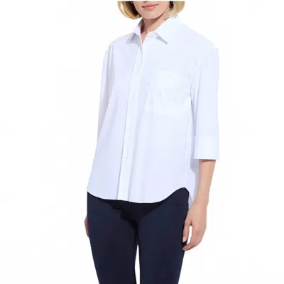Lyssé Sophie 3/4 Sleeve Cropped Shirt In White
