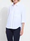 Lyssé Sophie 3/4 Sleeve Cropped Shirt In Blue