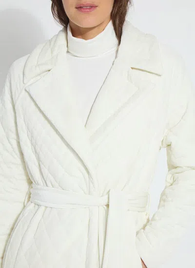 Lyssé Starla Quilted Velvet Trench Coat In White