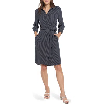 Lyssé Stripe Popover Shirtdress In Marine Pinstripe