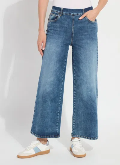 Lyssé Sylvie Wide Leg Premium Denim - Hi-low Mid Wash (28" Inseam) In Blue