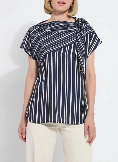Lyssé Tamar Stripe Bow-tie Neck Top In Nautical Collage In Multi