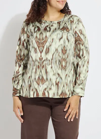 Lyssé Tanni Crew Neck Blouse Curvy In Woodland Paisley