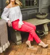 Lyssé Tate Low Rise Ankle Trouser In Geranium In Multi