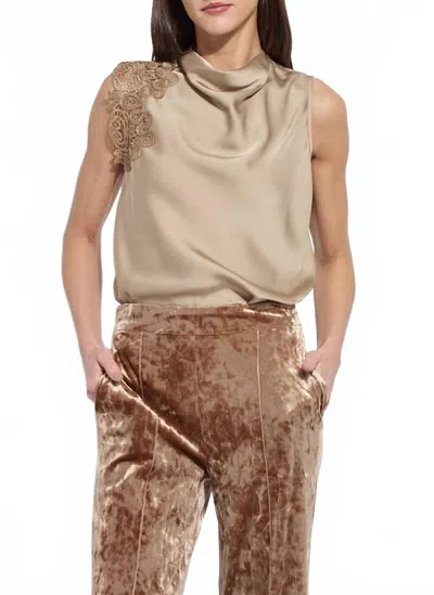 Lyssé Teresa Guipure Lace Trim Shell Blouse In Blond Wood In Neutral