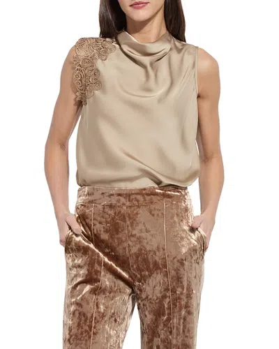 Lyssé Teresa Guipure Lace Trim Top In Neutral