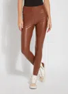 Lyssé Textured Vegan Leather Leggings In Harness In Brown
