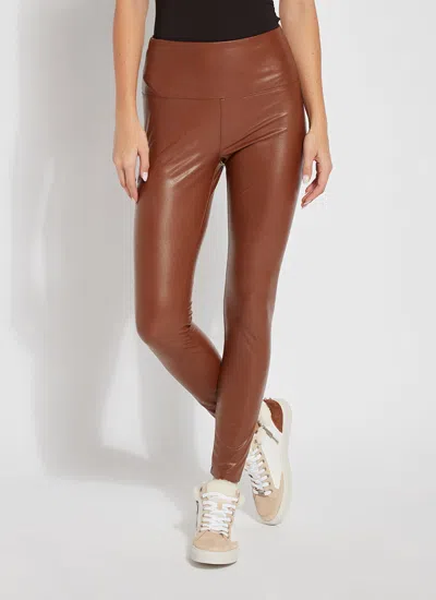 Lyssé Textured Leather Legging (28.5" Inseam) In Brown