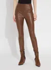 Lyssé Metallic Coated High Rise Ankle Straight Jeans In Copper In Multi