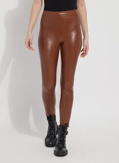 Lyssé Textured Leather Legging In Brown