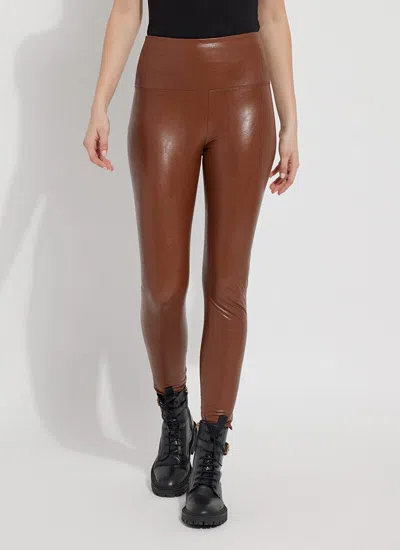 Lyssé Textured Leather Legging In Warm Brown