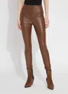 Lyssé Textured Leather Legging In Whiskey In Beige