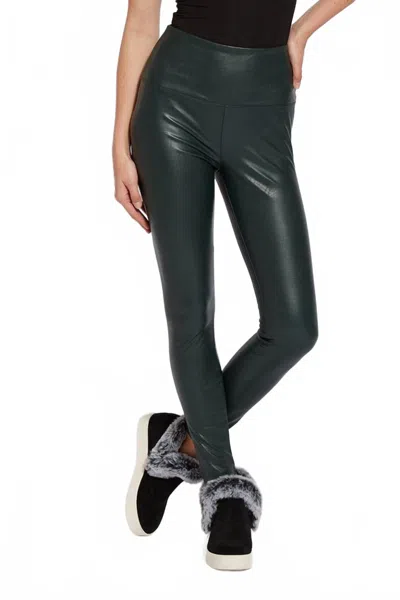 Lyssé Textured Leather Leggings In Pine Green In Gold