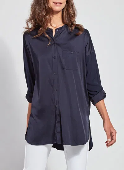 Lyssé The Eco Satin Shirt In Blue