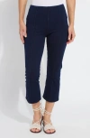 Lyssé The Lizzette Bow Zip Hem Crop Flare Pants In Dark Indigo