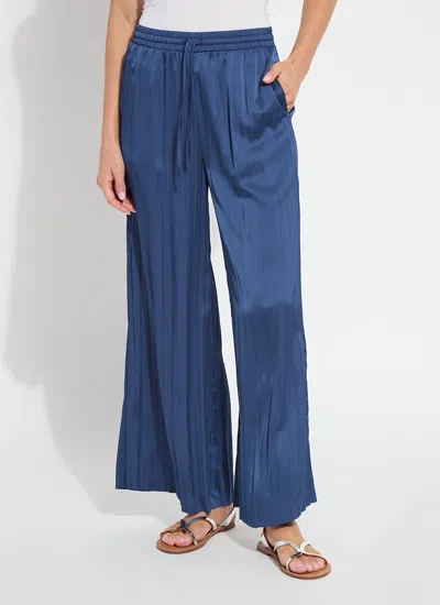 Lyssé Packable Pleated Palazzo Pants In Blue