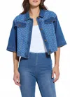Lyssé Thea Crop Jacket In Mid Wash In Blue