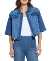 Lyssé Thea Cropped Crochet Denim Jacket In Mid Wash