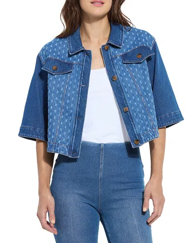 LYSSÉ THEA CROPPED CROCHET DENIM JACKET