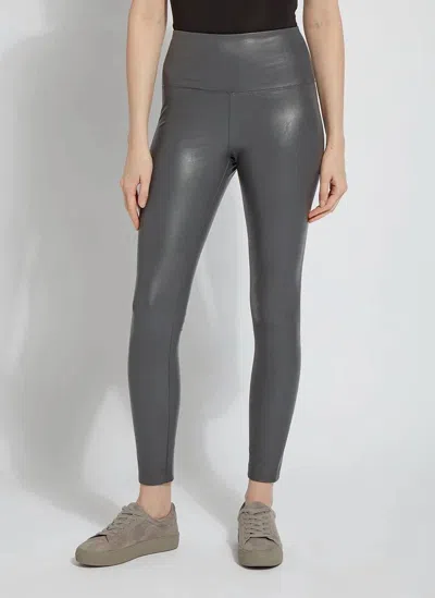 Lyssé Theodora Textured Leather 28.5" Inseam Legging In Charcoal In Gray