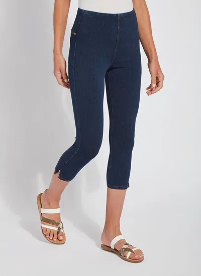Lyssé Toothpick Capri ("cool"-ing Knit Denim 21.25" Inseam) In Blue