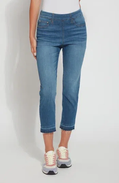 Lyssé Lysse Toothpick High Waist Released Raw Hem Crop Skinny Jeans In Blue