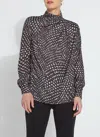 Lyssé Topacio Embellished High Neck Blouse In Blizzard Check