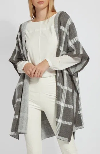 Lyssé Tribeca Hooded Sweater Poncho In Frost Plaid