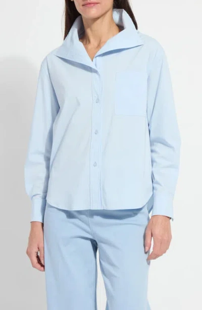 Lyssé Lysse Tulsi Funnel Neck Button-up Shirt In Blue