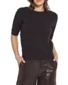 Lyssé Lysse Valentina Imitation Pearl Short Sleeve Sweater In Black