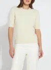 Lyssé Valentina Pearl Short Sleeve Sweater In Icing In Gray