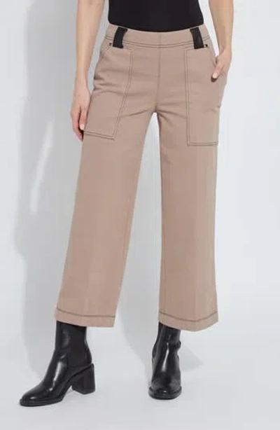 Lyssé Lysse Valerie Crop Wide Leg Knit Jeans In Brown