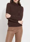 Lyssé Valery Smocked Mockneck Sweater In Dark Mocha In Multi