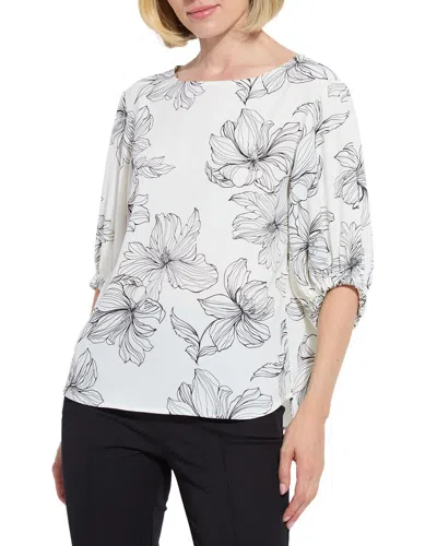 Lyssé Veda Boat Neck Balloon Sleeve Blouse In Tre Chic In Multi