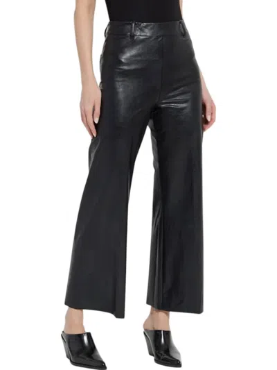 Lyssé High Waist Vegan Leather Wide Leg Pants In Kohl Black In Multi