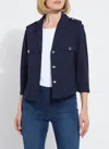 Lyssé Veronica Crop Ponte Blazer In Blue