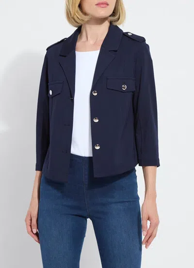 Lyssé Veronica Ponte Crop Blazer In Blue