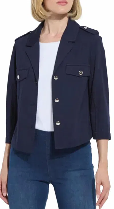 Lyssé Veronica Ponte Crop Blazer In True Navy In Blue