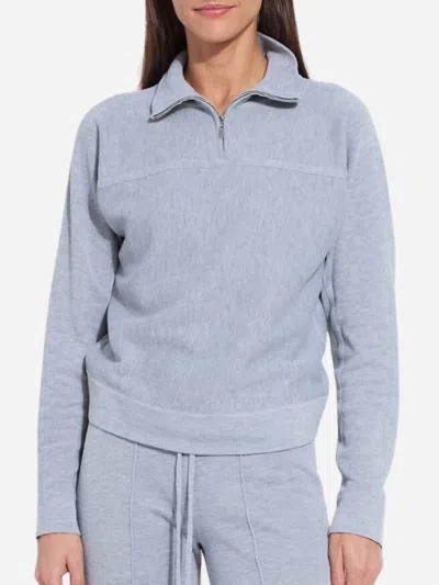 Lyssé Viola Knit Lounge Sweatshirt Top In Grey Melange In Blue