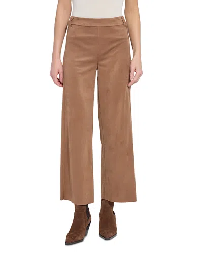 Lyssé Vionette Vegan Suede Wide Leg Trouser Pants In Camel In Nude
