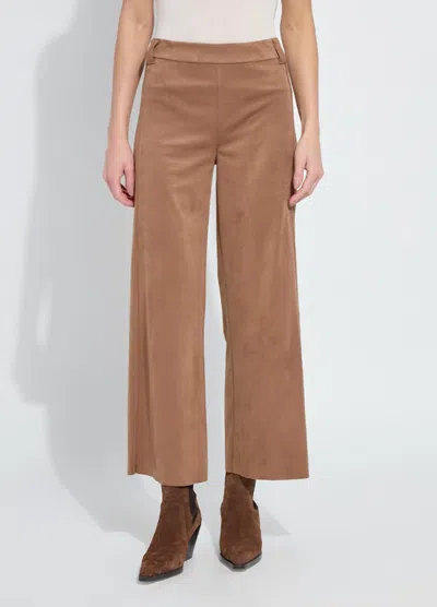 Lyssé Vionette Vegan Suede Wide Leg Trouser Pants In Camel In Nude