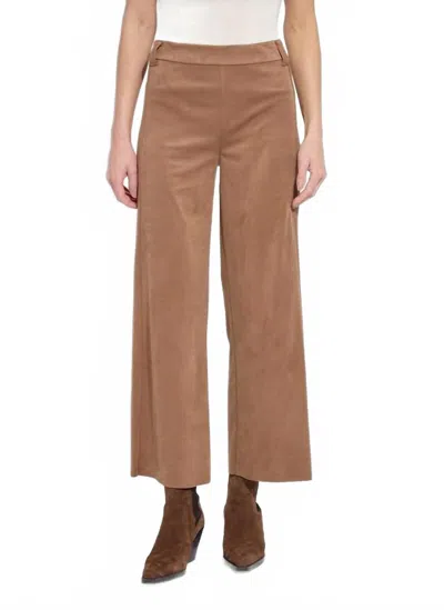 Lyssé Vionette Vegan Suede Wide Leg Trouser Pants In Camel In Nude