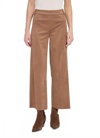Lyssé Vionette Vegan Suede Wide Leg Trouser Pants In Camel In Nude