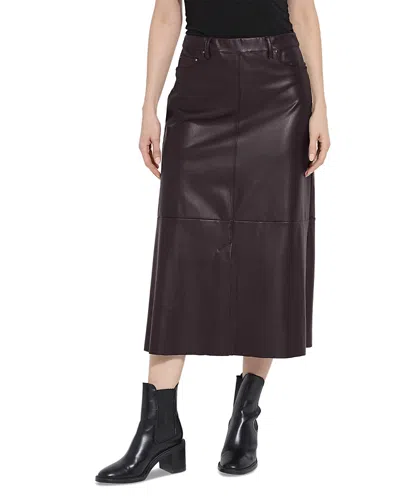 Lyssé Warren Faux Leather Midi Skirt In Brown
