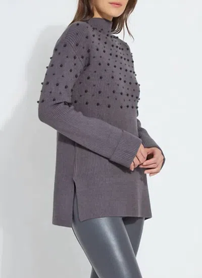 Lyssé Winona Embellished Pearl Pullover Sweater In Grey Melange In Gray