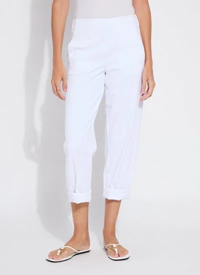 Lyssé Winslet Cuffed Barrel Crop Denim (27" Inseam) In White