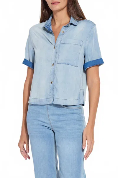 LYSSÉ WOMEN'S BIANCA CHAMBRAY TOP IN BLUE